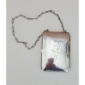 Vintage Sterling Silver Coin Purse Hand Carved 1920's  / Compact Wristlet
